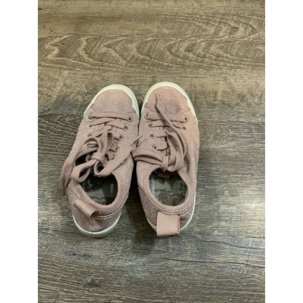 girls roxy Pink glitter Lace Up tennis shoes Size 12